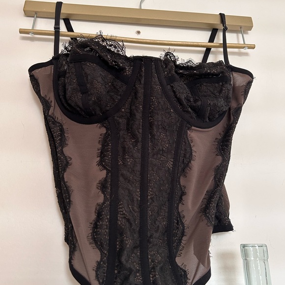 Mocha Brown/Black Urban Outfitters Out From Under Corset Top - Size XL - Picture 2 of 6